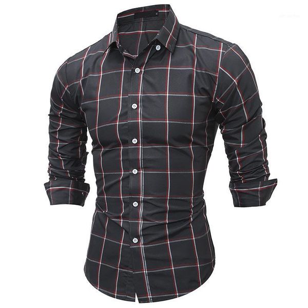 

england style casual fashion patchwork men shirt plaid dress shirt print long sleeve turn-down collar camisa masculina1, White;black