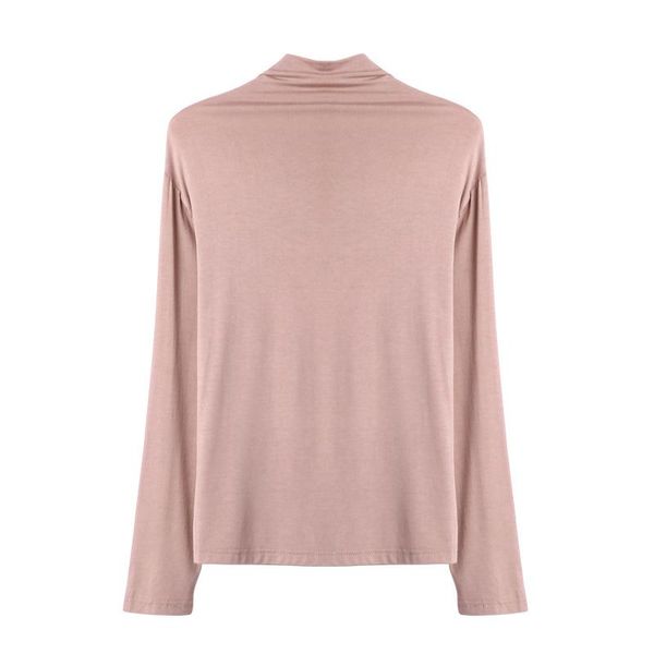 

mrmt 2021 brand new spring summer women's t shirt long sleeves pure-colored t-shirt for female half high collar t-shirt, White