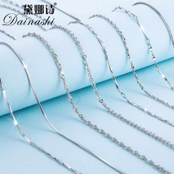 

real pure 100% genuine 925 sterling silver chain necklace for women jewelry, classic 8 style easy clasp fine jewelry 2020 new1