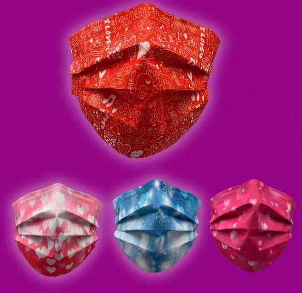 

lovers valentine's day fashion disposable mask 95% filtration efficiency dustproof prevention of influenza face mouth masks dhe3350