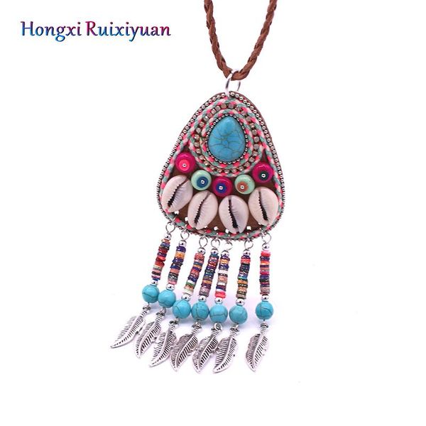 

chokers bohemian necklace hand-woven leather shell ladies fashion color soft ceramic crystal rope jewelry, Golden;silver
