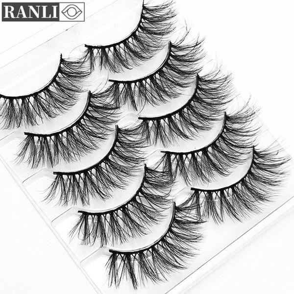 

false eyelashes ranli 5pairs 3d faux mink hair natural thick add long eye lashes wispy makeup beauty eyelash extension tool r55