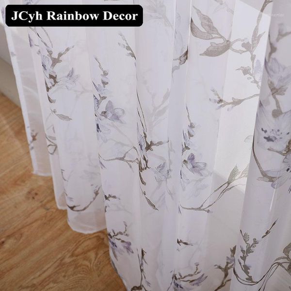 

curtain & drapes modern floral tulle curtains for living room bedroom blue sheer window voile blinds printing cortinas curtain1