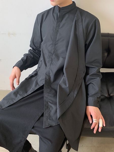 

2021 New S-6xl. Men's Tide Nice Asymmetric Design Feeling Loose Temper Jacket ORMM, Black