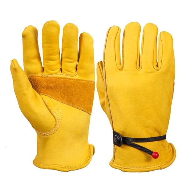 

full motorcycle protective leather finger genuine safety cowhide work gloves