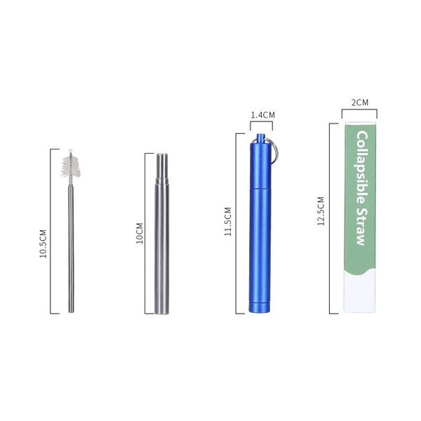 

telescopic straw reusable drinking straw 304 stainless straws stainless steel with cleaner brush for mugs f wmtdrc