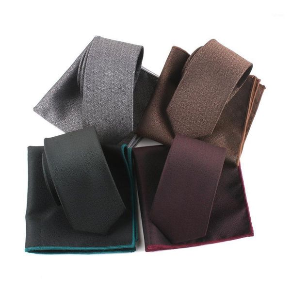

linbaiway 7cm men necktie pocket towel set polyester silk formal dress tie handkerchief set neck ties for men custom logo1, Black;gray