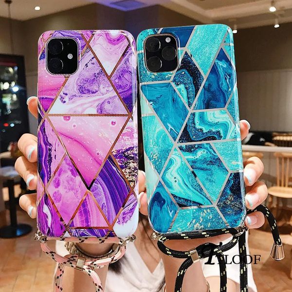 

plating lanyard strap cord chain sile phone case for samsung galaxy s20 ultra s8 s9 s10 note 10 plus s10e c qylszb