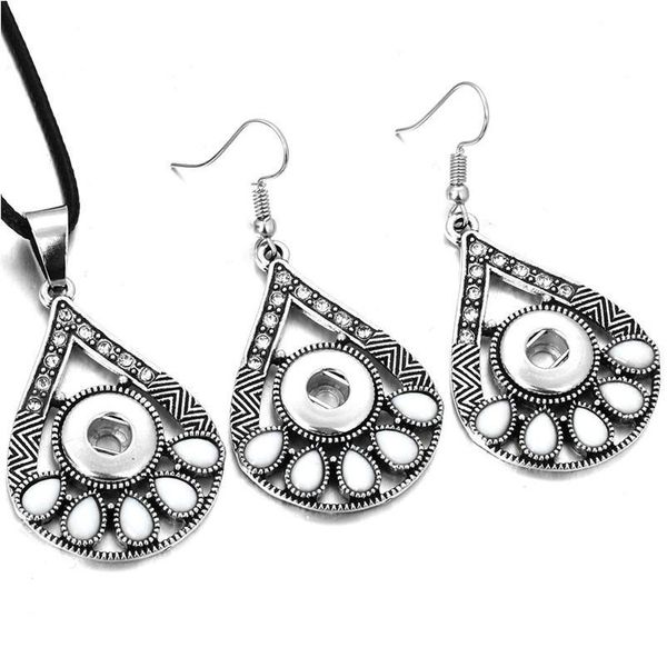 

new snap jewelry necklace with earring set vintage mini 12mm snap button drop earring necklaces for women diy accessori bbyrhv, Silver