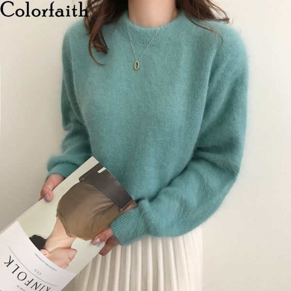 

colorfaith 2020 autumn winter women sweaters pullovers minimalist weed knitted korean casual 100% nylon female jumpers sw7404 c1120, White;black