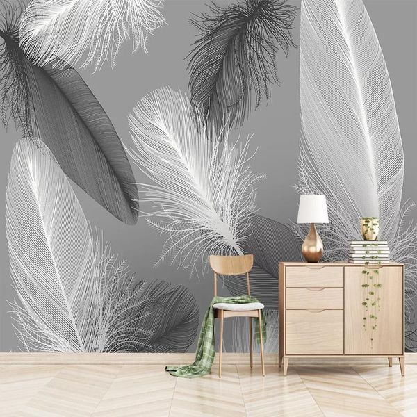 

wallpapers custom any size modern nordic feather pos 3d wall cloth for living room bedroom tv background large mural