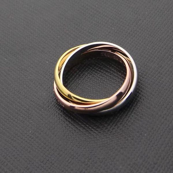 

fashion men/women 316l titanium steel 3 circles 3 color 3in1 wedding engagement 18k gold plated combined rings size5-11, Slivery;golden