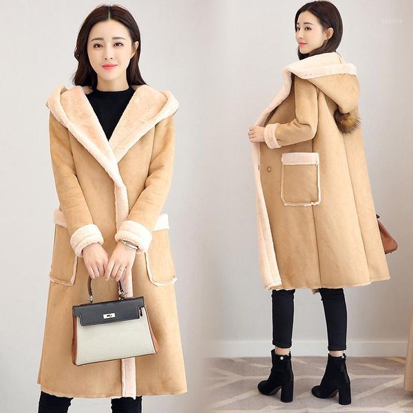 

mumuzi ladies leather jacket faux suede coats for women autumn winter motorcycle hooded faux long sleeve fake sheepskin coat1, Black