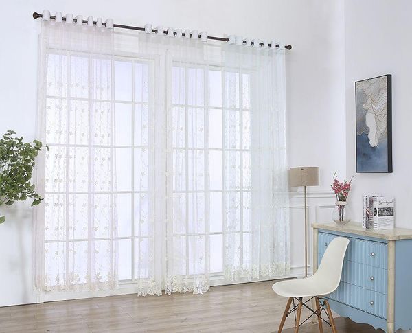 

curtain & drapes embroidered white curtains for bedroom living room voile window