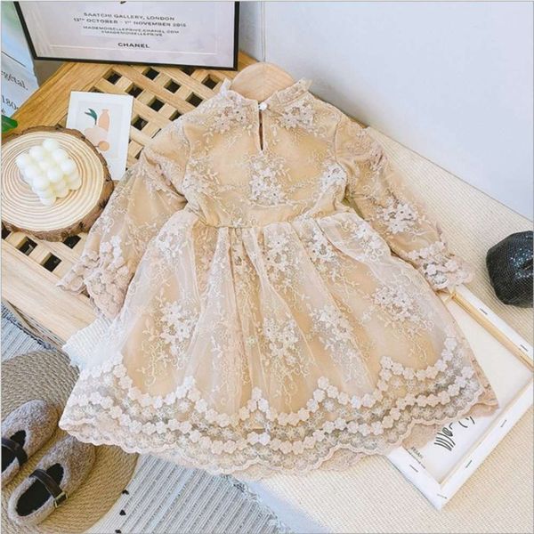

south korean clothing new lace with veet long sve children's drs in autumn and wintertlrh, Red;yellow