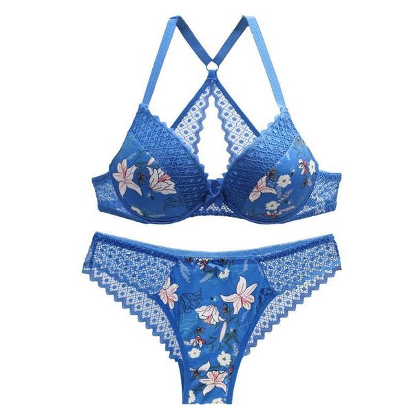 

bra underwear for women lace lingerie push up y-line adjusted straps delicate print panties and bras set big size, Red;black