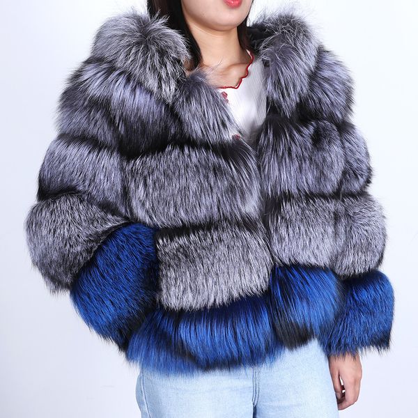 MAOMAOKONG cappotto caldo da donna invernale in vera pelliccia di volpe naturale alla moda 201103