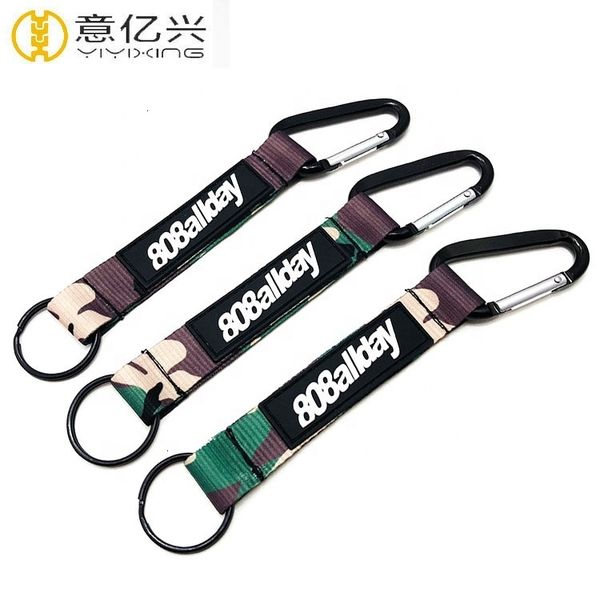 

short lanyard luxury strap carabiner key chain keychain with custom rubber, Silver