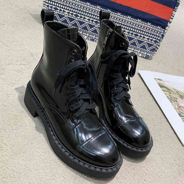 

new new brand ankle boots designer women boot fashion boots chunky heel martin boot with box, Black
