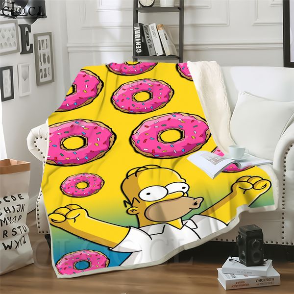 

cloocl anime the simpsons donuts 3d print harajuku air conditioning blanket sofa teens bedding throw blankets plush quilt