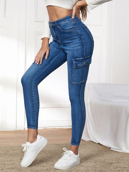 

high waisted zip up push up jeans p2kj#, Blue