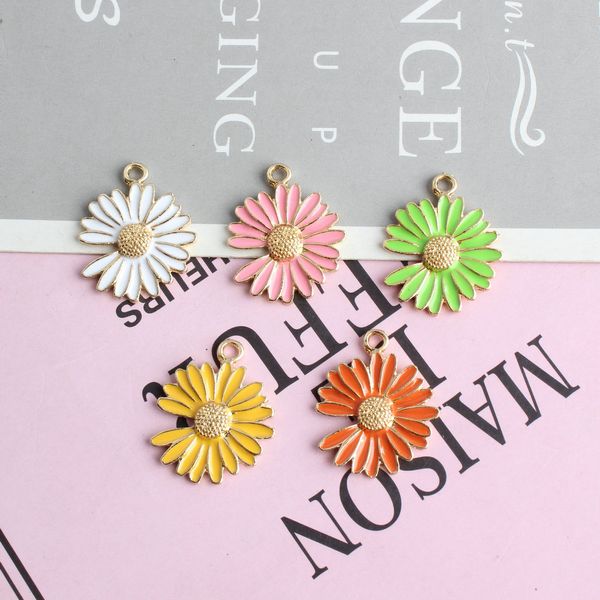 

New Fashion Design DIY Jewelry Charm Blue/Pink/White/Green Enameled Alloy 19*23MM Flower Accessories for Sale