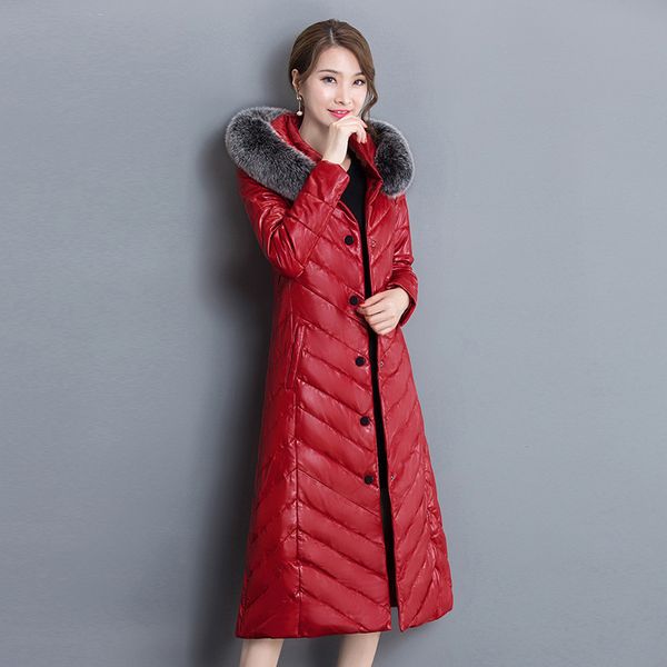 

2021 new winter of the fake women's fur turtleneck jacket long leather parka hooded jackets mujer wxf566 m4i1, Black