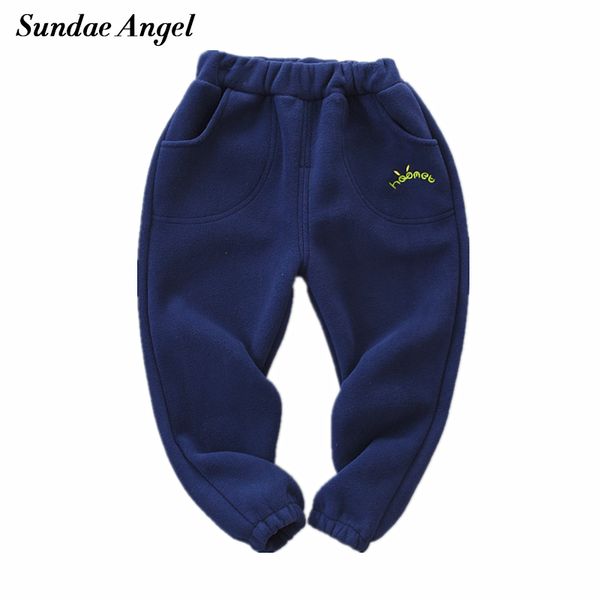 

winter pants for girls solid thicken soft warm polar fleece long pants for boys sport children elastic belt trousers 2-7 year lj200812, Blue