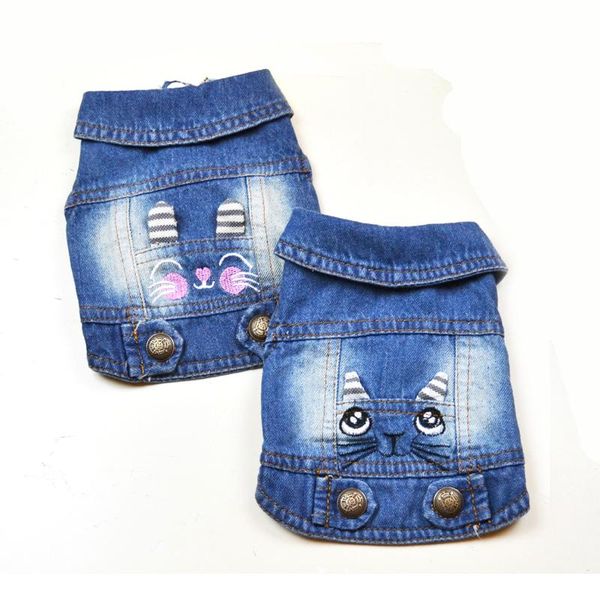 

dog apparel 3d kitten design cat denim clothes for small medium dogs puppy jeans vest cowboy pet clothing dachshund ropa para perro
