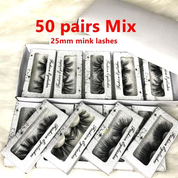 

false eyelashes 50 pairs with glitter box wholesale 25mm 3d mink 5d lashes packing in tray label makeup dramatic long