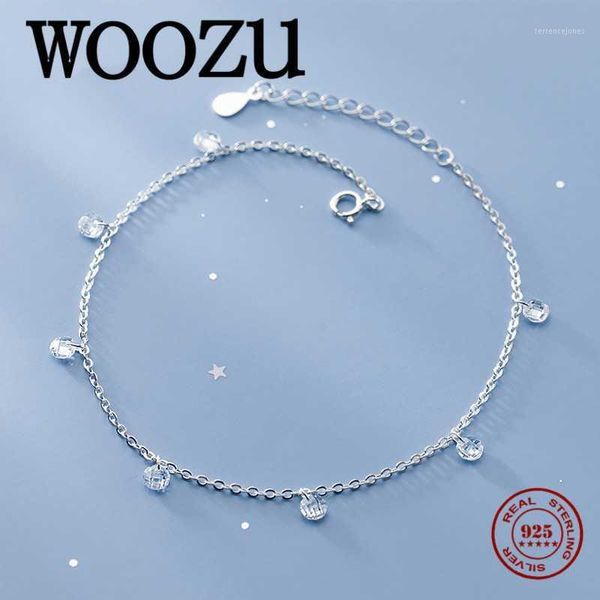 Неклеты Woozu Fashion Corean Cuban Chipe Chain Crystal Циркон Ханклет для женщин подлинный 925 серебряный серебро минималистский пляжный ювелирные украшения1