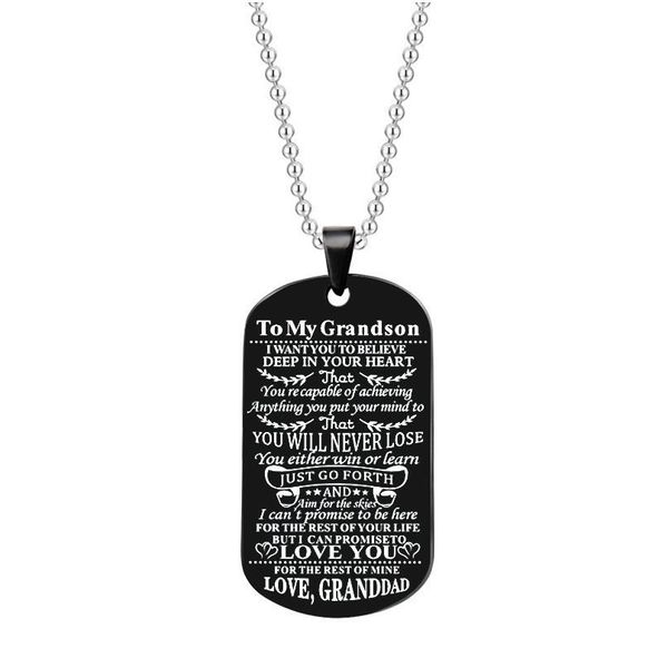 

new black stainless steel necklace dog tags pendant necklace family jewelry home military alphabet necklace jlldfz