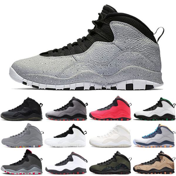 

10 10s men basketball shoes cement ember glow fusion red steel grey mens outdoor breathable trainers sports shoes size 7-13, White;red