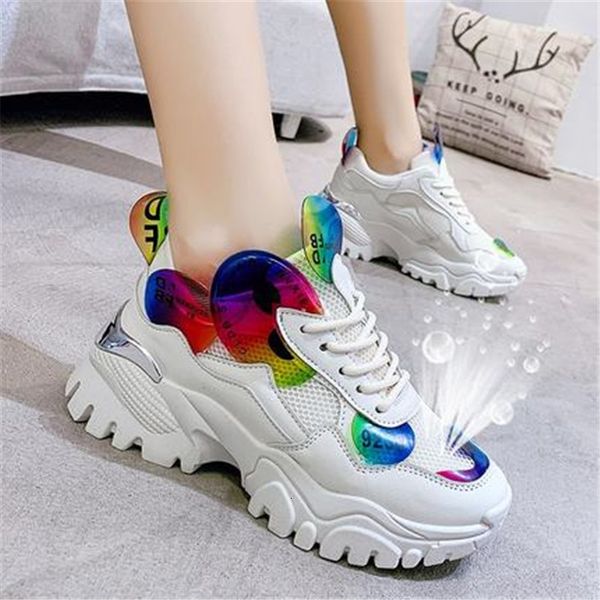 

new autumn 2021 female tennis chunky fashion black leather woman vulcanized women's white shoes ktd0