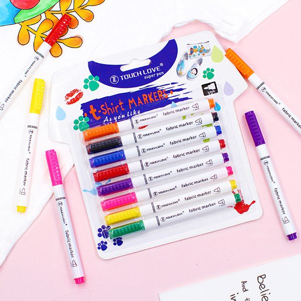 

8 Colors/Set Fabric Paint Marker Pen Clothes Textile DIY Crafts T-shirt Graffiti Pigment Painting Pen School&Office Stationery