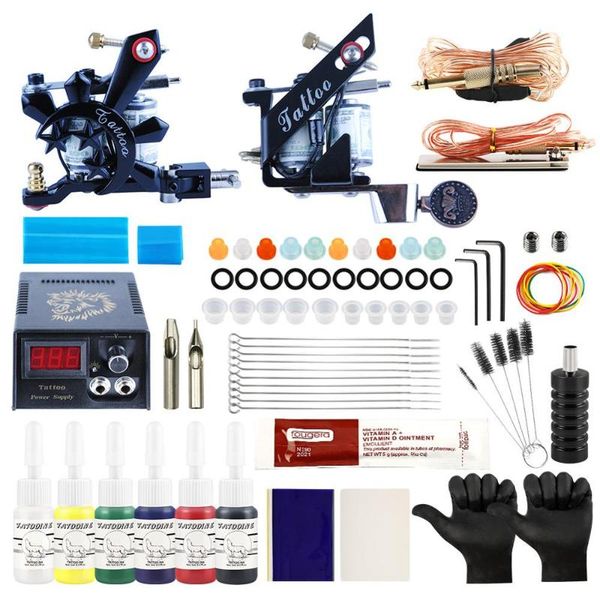 

tattoo guns kits professional set 2pcs machine for lining and shading led power supply accessories art design