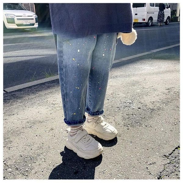 

2021 spring autumn girls high waist jeans kids pant baby elastic waist jeans girls leggings baby girl clothes kids trousers d583, Blue