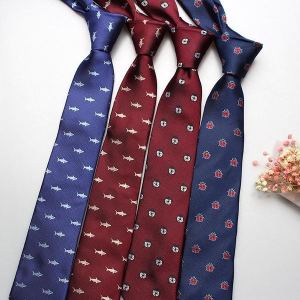

new cartoon neckties for mens animals fish print polyester ties men's wedding dress skinny cravate business corbatas1, Blue;purple