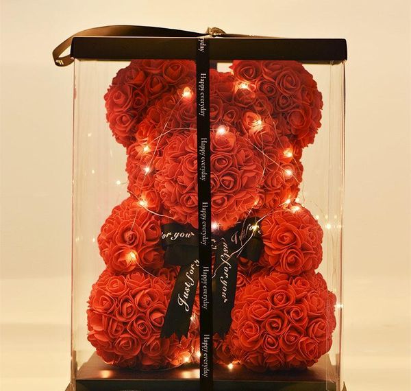 

rose valentine's year soap of gift lovely 40cm new bear gifts day with teddy for bear flower gift box led artificial roses foam wmtqa