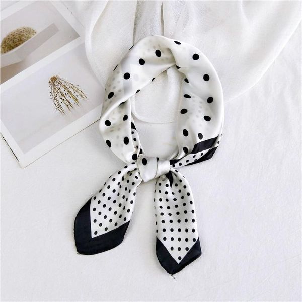 

70cm*70cm dot print square scarf hair tie band for party shopping women elegant women wrap handkerchief bandana accessories, Blue;gray