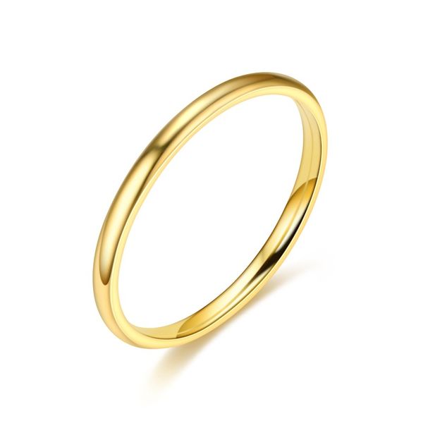Anello in acciaio al titanio dal design semplice da 2 mm per donna uomo oro argento nero anelli in tinta unita donna sposa gioielli da sposa bel regalo taglia 4 5 6 7 8 9 10 11 12