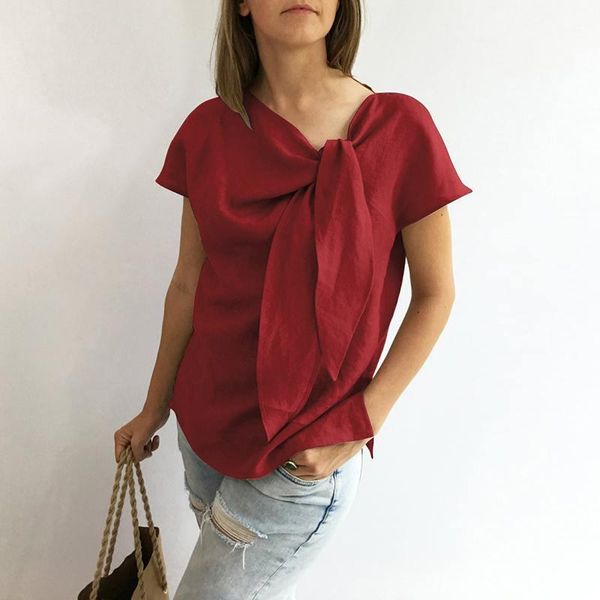 

2019 summer vintage o neck short sleeve shirt women blouses shirts casual loose solid plus size female blusas1, White