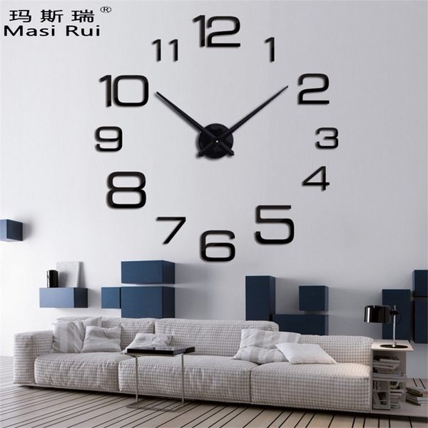 Yeni Marka Büyük Saat Ev Dekor Akrilik Oturma Odası Kuvars İğne Duvar İzle DIY Saatler Modern Tasarım Ücretsiz Kargo 201212