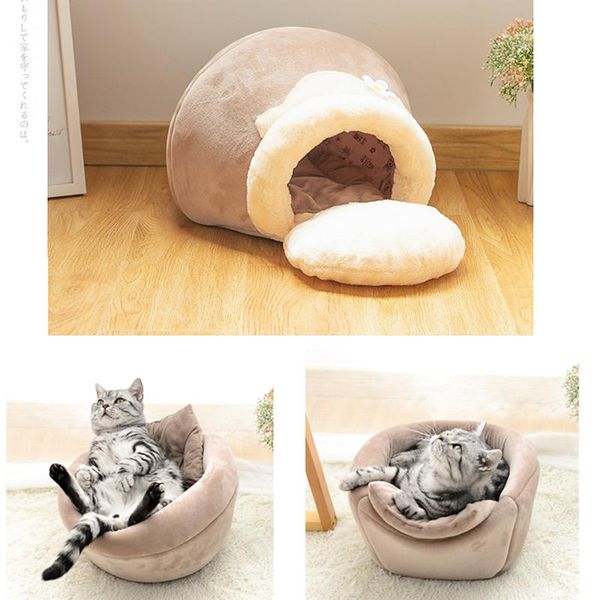 

3in1 Pet bed for Cat Dog Soft Nest Kennel Cat Bed House Pot Shaped Cave House Sleeping Bag Mat Pad Tent Pet Winter Warm Cozy