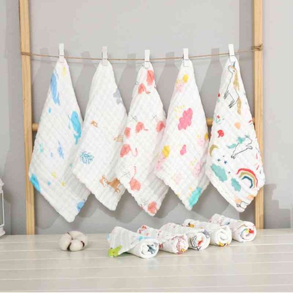 

5pcs lot baby handkerchief square fruit pattern towel 28x28cm muslin cotton infant face towel wipe cloth baby stuff for newborns