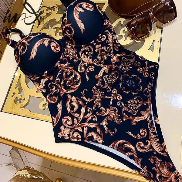 

in-x paisley print one piece swimsuit female push up bodysuit one-piece suits vintage high cut swimwear women swimsuit bathers t200708, White;black