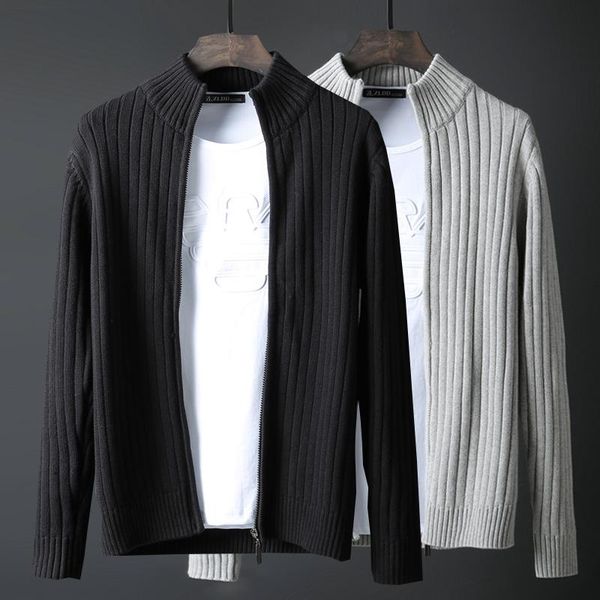 

new arrival male black winter thickened turtleneck warm super large handsome zipper knitted cardigan sweater coat size -5xl 6xl, White;black