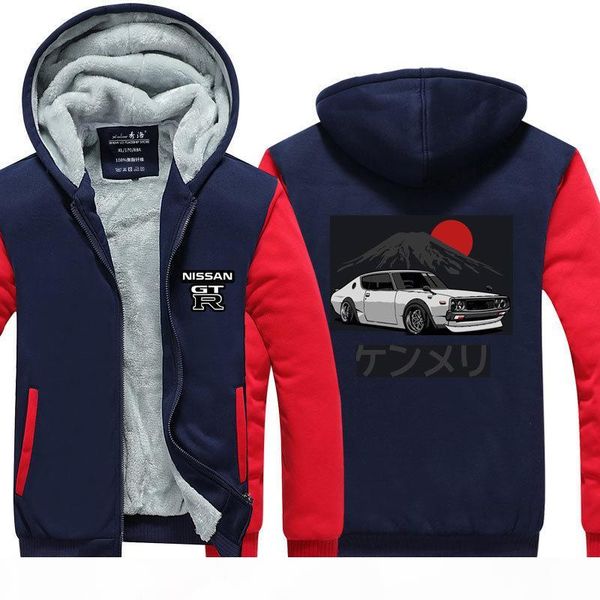 

new nissan gtr winter cashmere hoodie zipper jacket leisure sweatshirts thicken cardigan coat long sleeve tracksuit pullovers, Black