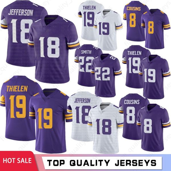 

18 justin jefferson 19 adam thielen men football jerseys danielle hunter dalvin cook harrison smith diggs cousins rudolph maillots 2022, Black;red