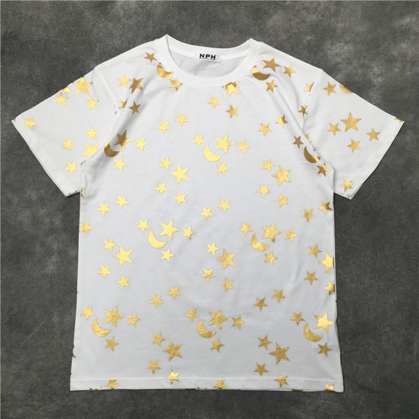 

new 2021 luxury high moon gold hip shirts skate street cotton t-shirts kenye # n202 z09k, White;black